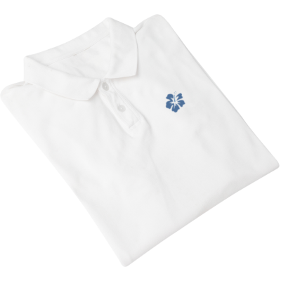 A folded and front view of the Hawaiian Golf Shirt
